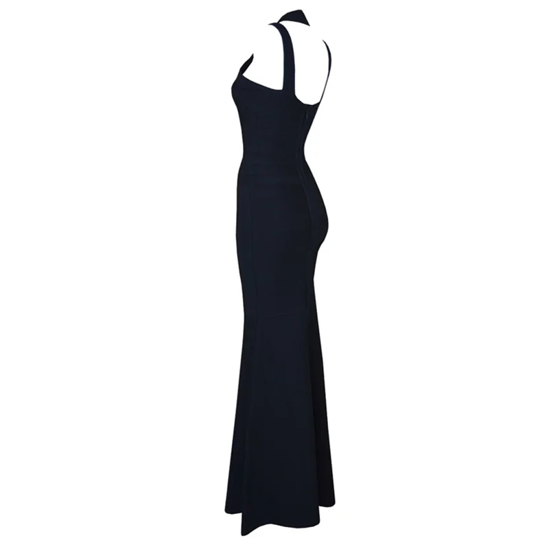 Длинное женское Бандажное платье, сексуальное, без рукавов, черное, Vestidos, Новое поступление, вискозные вечерние платья для ночного клуба, платья длиной до лодыжки
