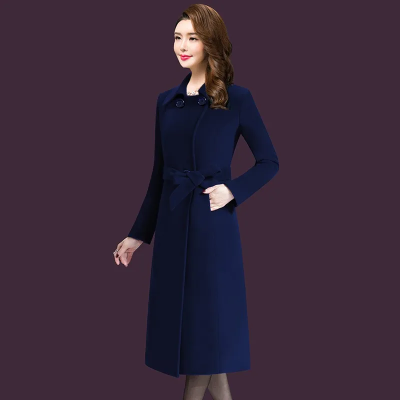 Manteau femme Осень Зима Женское шерстяное кашемировое простое длинное пальто классическое милитари длинное пальто abrigos mujer