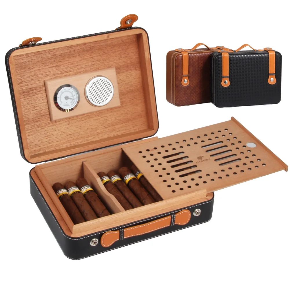 Чехол COHIBA Bussiness Travel Humidor для костюма сигары Портативный кожаный чехол сигар из