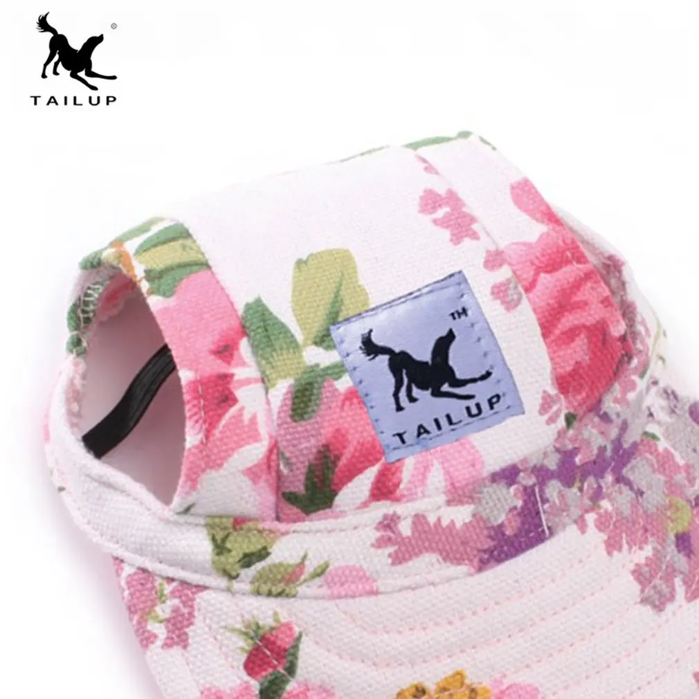 Fashion Dog Cat Baseball Visor Hat Cap With Ear Holes Oxford Cloth Canvas Sunbonnet Adjustable Strap Pet Accessories