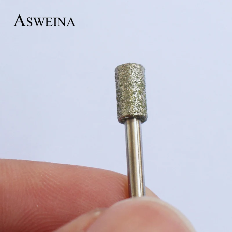 ASWEINA 1 шт. цилиндрический стиль 3/3" хвостовик ногтей сверло чистая полировка кутикулы Алмазные Заусенцы для электрической машины аксессуары