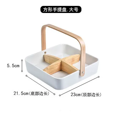 Скандинавский стиль Фруктовая тарелка салатник домашний квадратный портативный поднос закуски конфеты блюдо гостиная корзина для фруктов керамическая посуда - Цвет: 1pcs-L