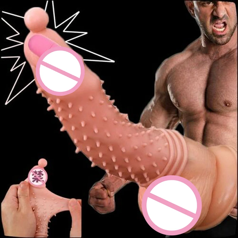 penis nozzles condoms for men delay ejaculation Big Penis Extender Vibrator G-Spot Penis Sleeve reusable condoms intimate goods