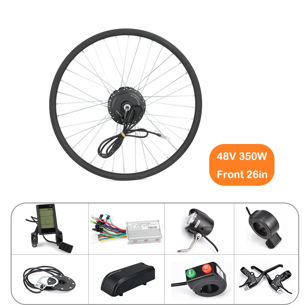 Front-48V 26in kits MXUS eBIKE конверсионный комплект 2" электрический велосипед конверсионный комплект 48 в 36 В 350 Вт передняя, Задняя Ступица колеса двигателя BLDC контроллер с lcd - Цвет: Front-48V 26in kits