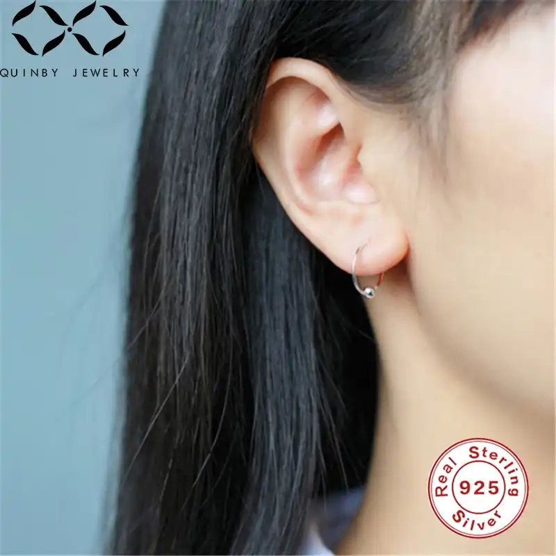 Куинби серьги из стерлингового серебра 925 пробы для женщин небольшие кольцевые серьги на подарок девочке вечерние серьги с ушной костью aretes женские кабельные линии серьги-обручи Q5