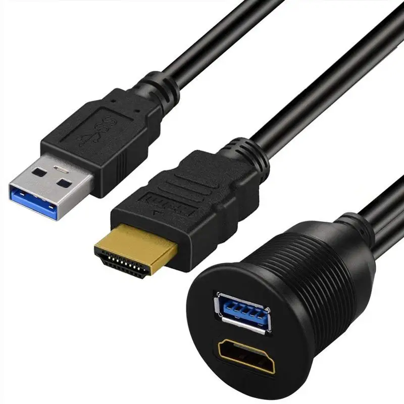 USB 3,0 и HDMI к HDMI+ USB3.0 AUX удлинитель приборной панели водонепроницаемый автомобильный кабель для скрытого монтажа для автомобиля лодки и мотоцикла-2 м