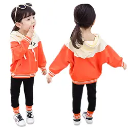 Одежда для малышей Осенняя толстовка с капюшоном с длинными рукавами и буквенным принтом для маленьких девочек Лоскутная Толстовка Топы +