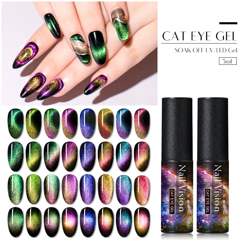 Nail Vision 5 мл 7D Гель-лак для ногтей с эффектом «кошачий глаз» лак Магнитный впитывающий УФ гель-Лаки звездное небо нефритовый эффект лак DIY маникюр гель