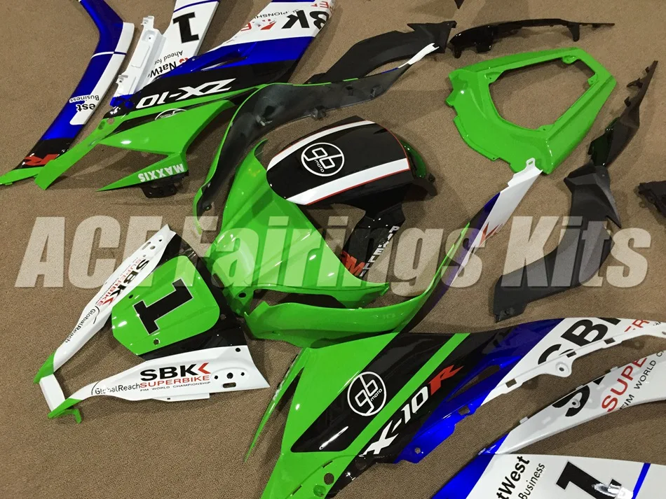 Литьевая форма) ABS полный обтекатель комплект подходит для Kawasaki Ninja ZX-10R ZX10R 2011- 11 12 13 14 15 Обтекатели глянцевый зеленый
