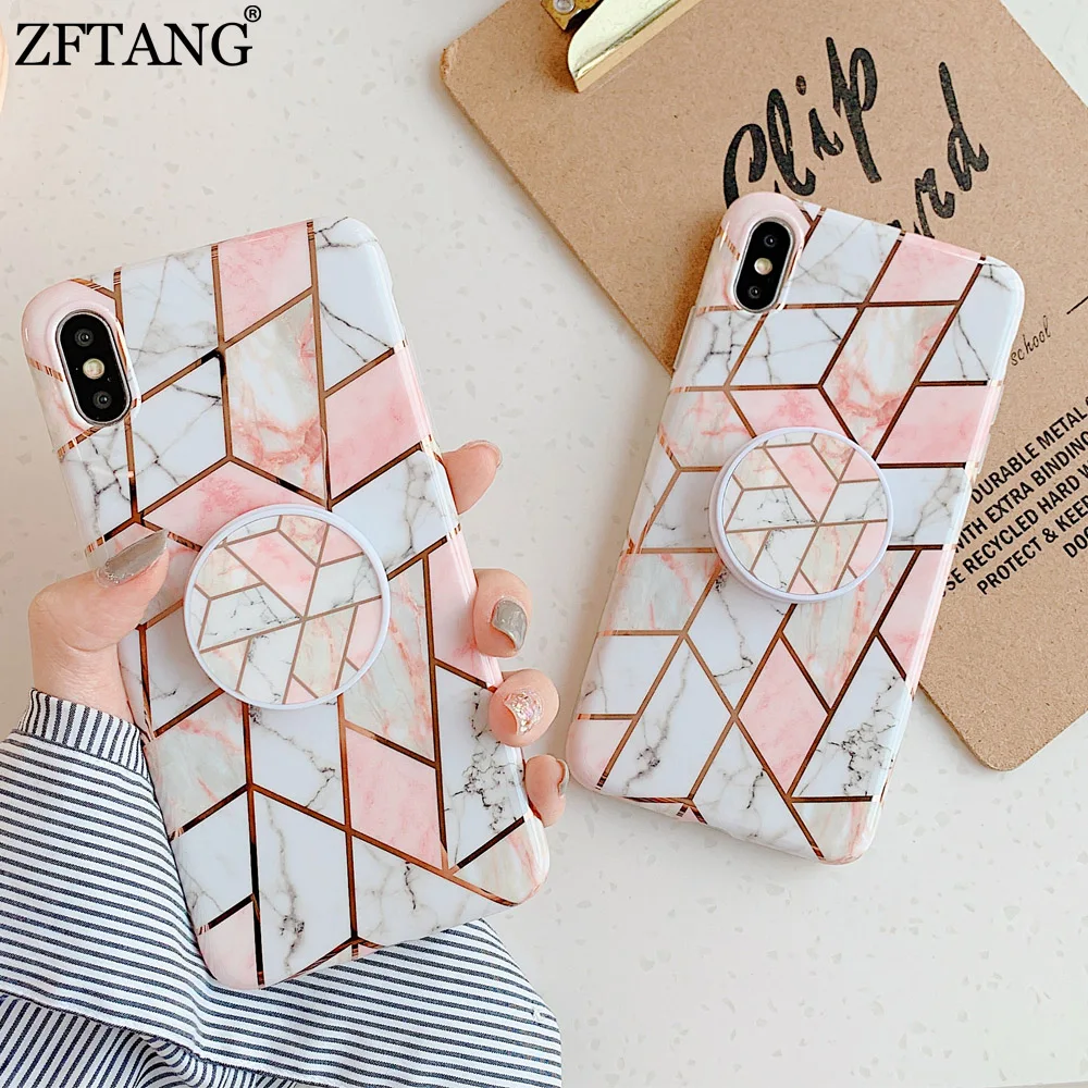 Покрытие мраморная ручка подставка держатель чехол для iphone X XR 11 Pro XS Max 7 8 6S 6 Plus