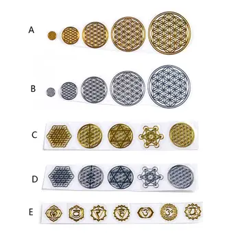 

7 Chakra Geometric Copper Energy Tower Orgonite Stickers DIY Flower Life Tree Pyramid Epoxy Resin Material Jewelry Making