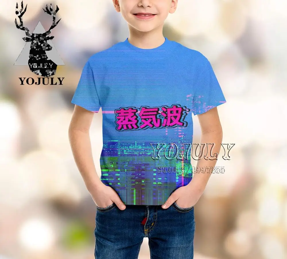 YOJULY vaporwave Harajuku/детская одежда с 3d принтом для маленьких мальчиков и девочек-подростков детская футболка с аниме новые модные футболки Modis A473 - Цвет: 16