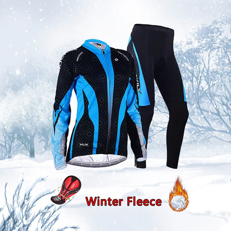 Модная одежда для велоспорта женский зимний комплект термо флис велосипед Джерси Спортивная велосипедная одежда Теплый костюм женское платье комплект MTB