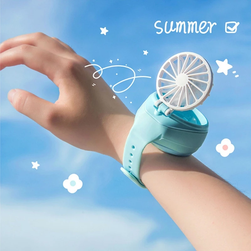 Portable Personal Mini Mechanical Watch Fan Handheld Ultra-Quiet Third Gear Speed Air Cooler USB Folding Pocket Fan