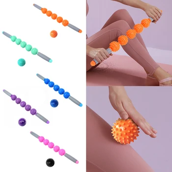 

2pcs Manual Body Slimming Point Roller Massager Stick + Spike Ball Handheld Pain Relief Cellulite Massage Tools for Leg Neck