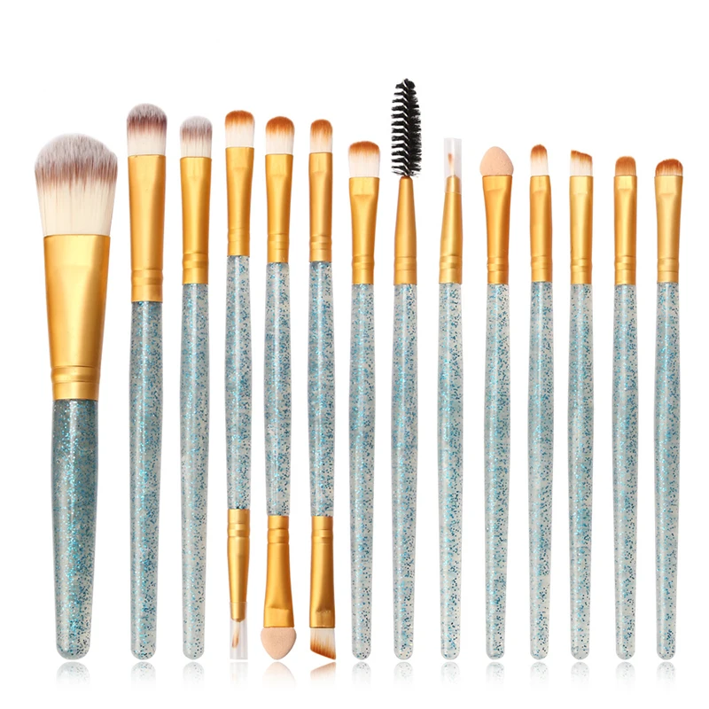 

Makeup Brushes Set 15PCS Soft Hair Makeup Beginner Beauty Tools Make up Brushes Makeup Shining Handle Brush Portable
