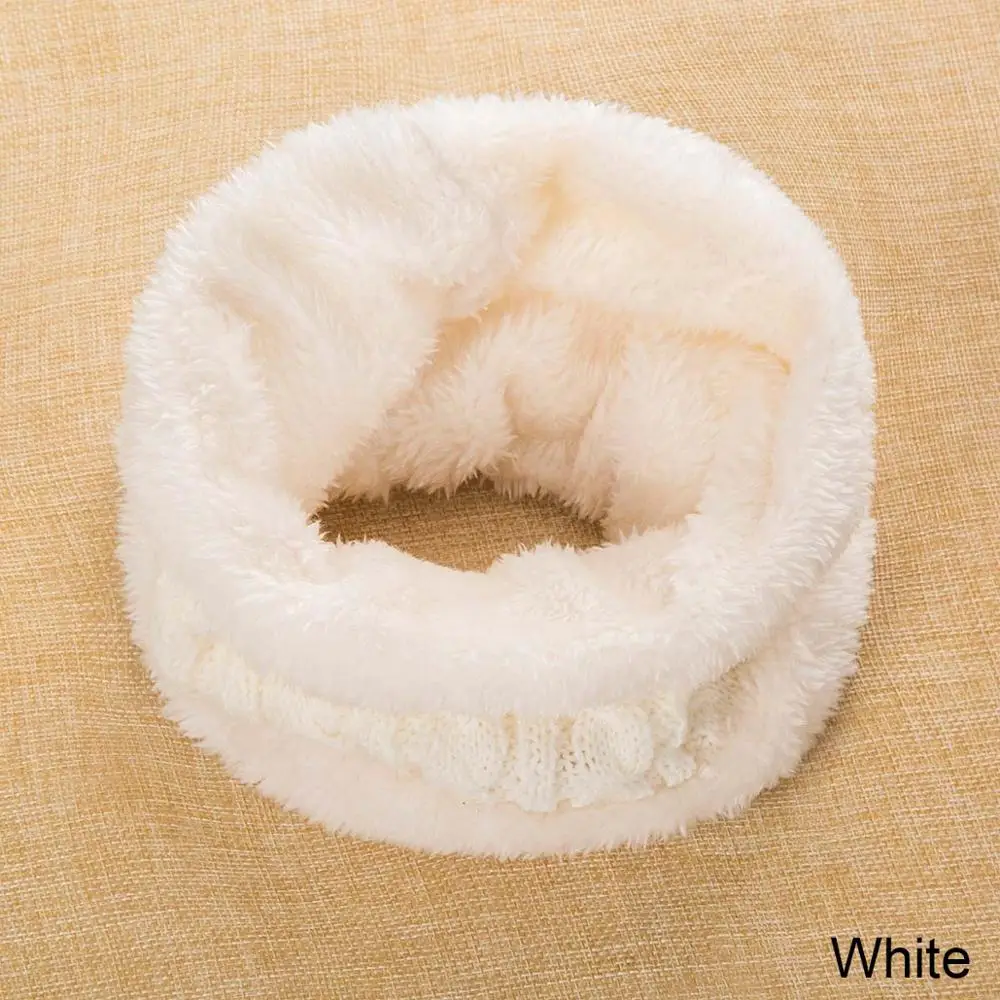 Модный детский зимний шарф для девочек и мальчиков, осенне-зимний теплый шарф, вязаный однотонный шарф - Цвет: white