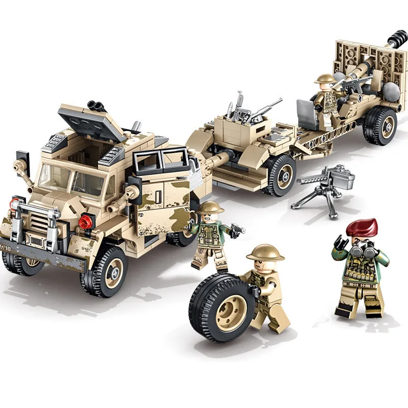 

2020 World War 2 WW2 Soldiers Cannon Tractor Military SWAT Army Figures Building Blocks Bricks Kits Toys Gift