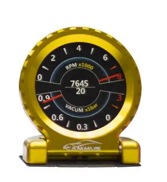 I-Round измерительное устройство с ЖК-экраном с прямой вилкой OBD lcd Секундомер Многофункциональный RPM температура воды турбо для BMW - Цвет: Golden