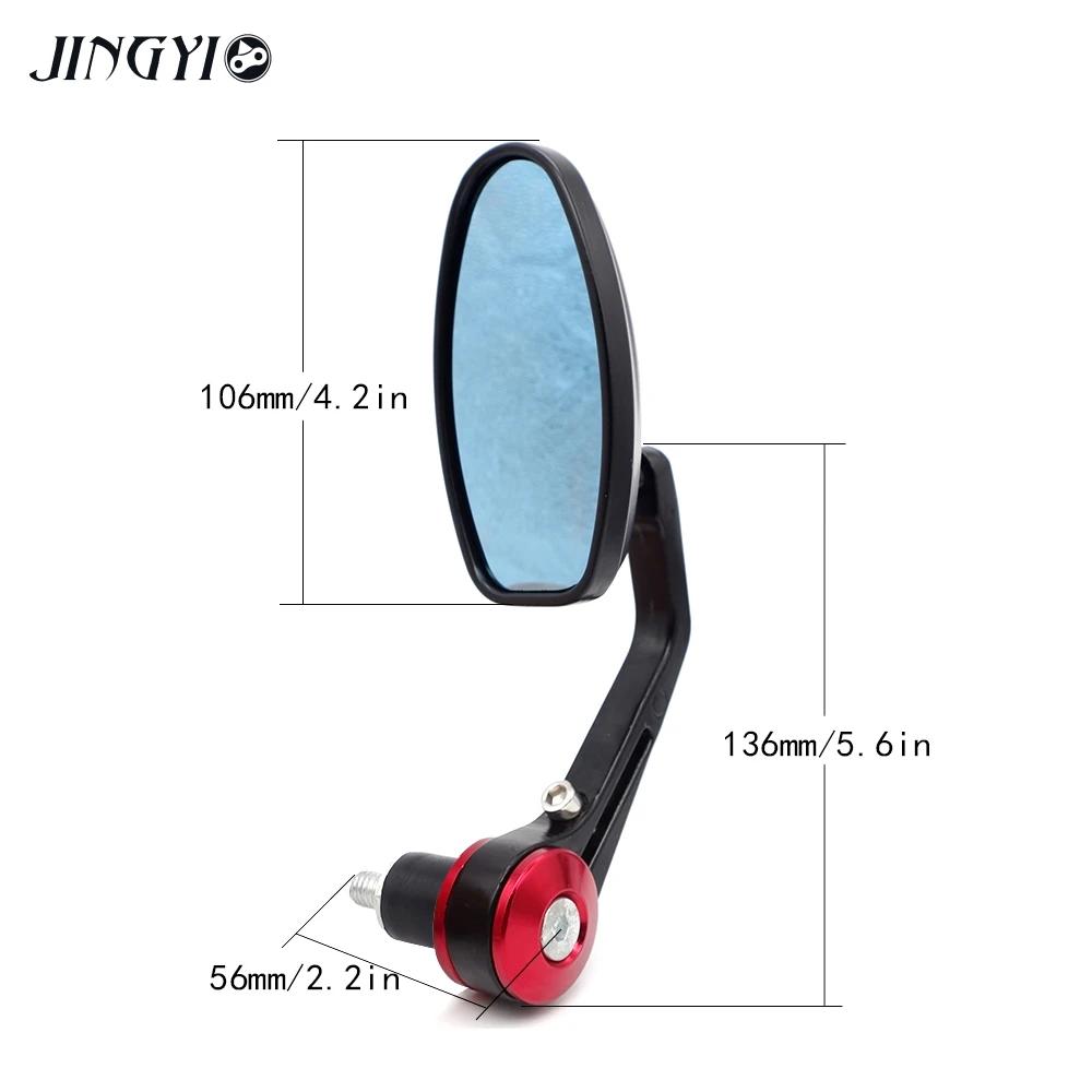 JINGYI, универсальный, 1 пара, алюминиевое зеркало для мотоцикла, 7/8, руль, бар, конец, заднего вида, боковые зеркала, кафе, Racer Moto, аксессуары