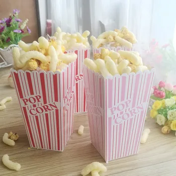 

10/30/60pcs Big Size Red Pink Stripe Popcorn Boxes Popcorn Bags Candy Box For Birthday Party Wedding Celebration