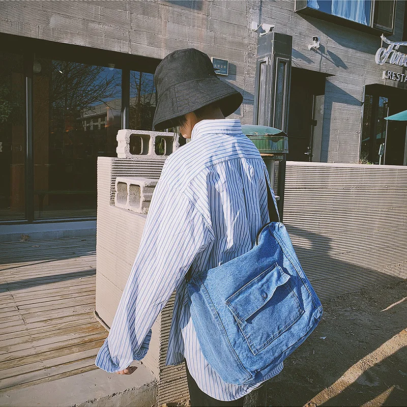 

Shoulder Bag Women's 2019 Washing Single-shoulder Canvas Bag Large Capacity Denim Vintage Schoolbag Casual Messenger Bag