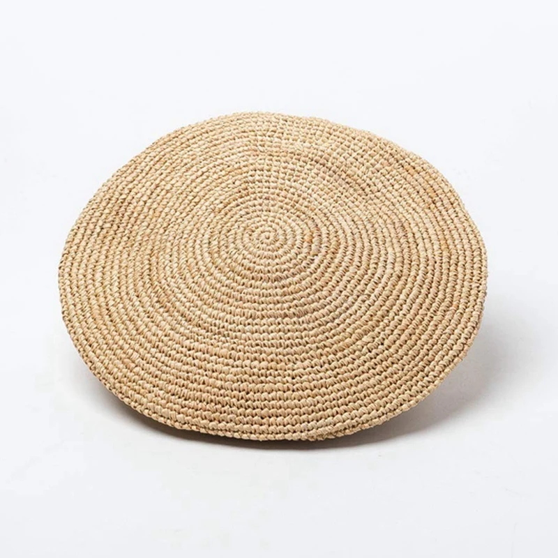 Handmade Crochet Lafite Beret Painter Hat Fashion Casual Stage Catwalk Straw Bud Cap