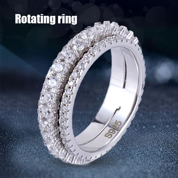 

Women Copper Gear Ring Spinning Rotating Zircon Finger Ring Jewelry Gifts JL
