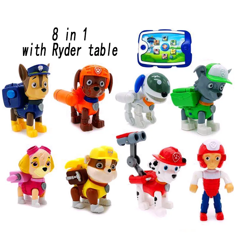 

6/7/9pcs Paw Patrol Birthday lot juguetes Dog Back Car psi patrol Action Figure patrulha canina Plastics Toy Anime Kids gift Toy