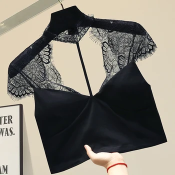 

Sexy Tops Women Slim Fit Nightclub Style Sexy Short Lace Shirt Bottoming Shirt Women's Inside and Outside Wear Fashion Tank Tpp