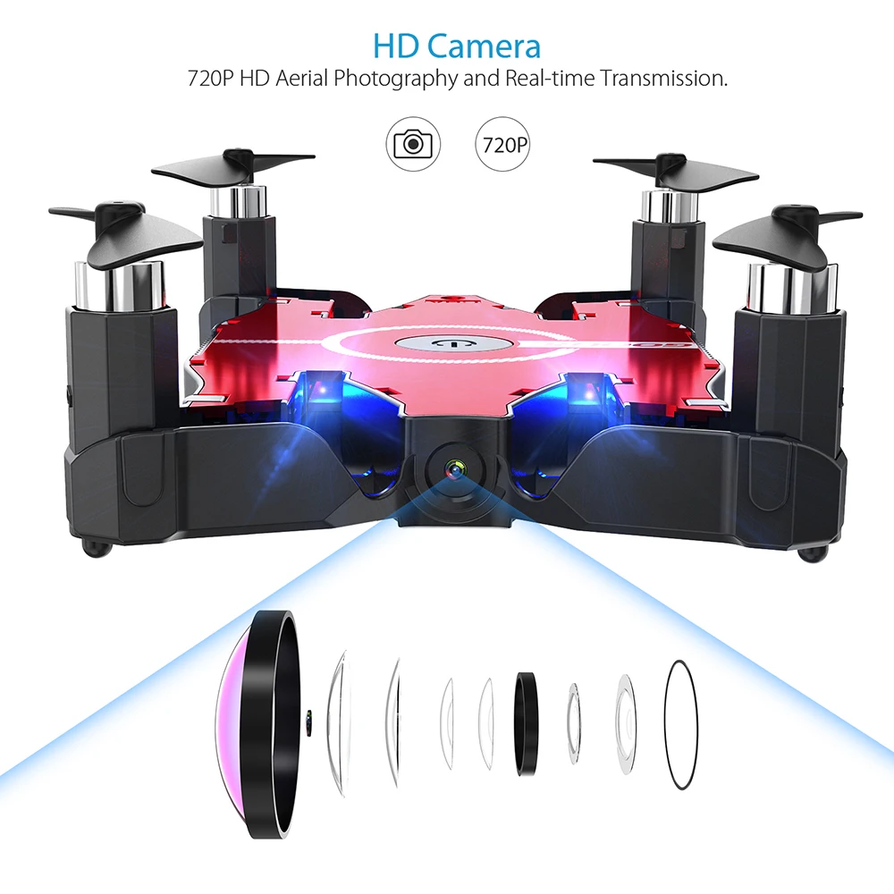 Набор T49 6-Axis Gyro WI-FI FPV 720P HD Камера Квадрокоптер складной G-sensor RC селфи Карманный Дрон RTF р/у Дрон