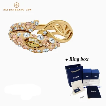 

2020 Fashion Accessories SWA New GRACEFUL BLOOM Ring Coffee Tone Leaf Decoration Lady Fashion Classic Romantic Gift Engagement