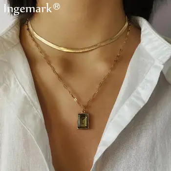 

Ingemark Gothic Snake Chain Choker Necklace 2020 Collars Vintage Crystal Pendant Aircraft Link Necklace Women Fashion Jewelry