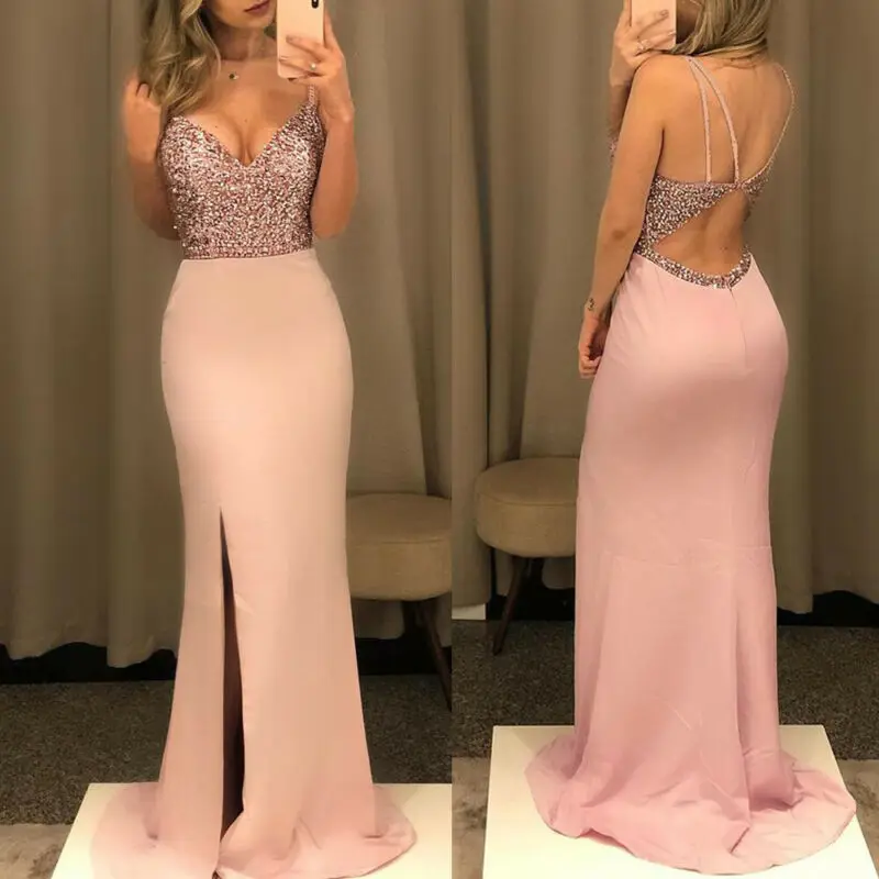 Direct Deal Women Sequins Long Evening Bodycon Party Ball Gown Formal Dress