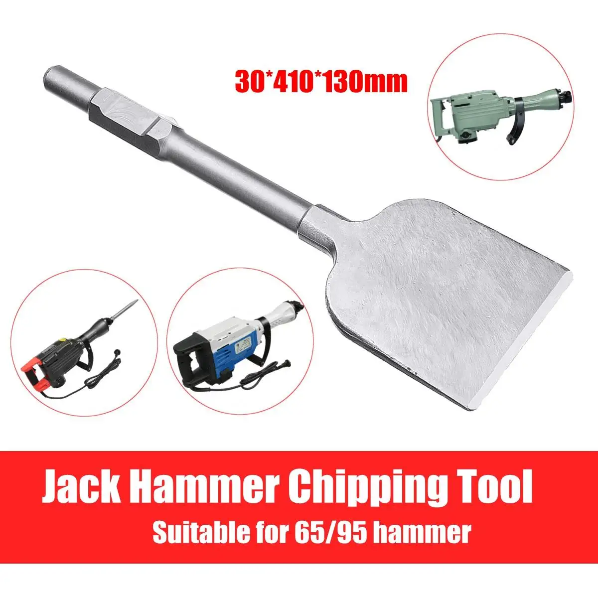 

1pc 65A 30x410x130mm Jackhammer Breaker Chisel Tile Chipper Cutter Extra Wide Jack Hammer Drill Tool