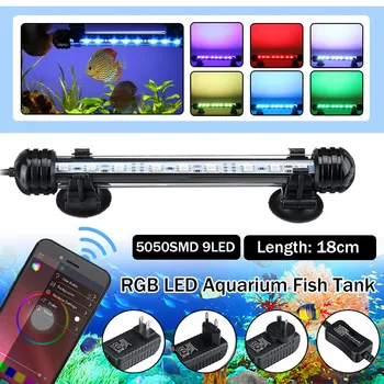 

18cm LEDs Aquarium Lighting Fish Tank Light 9LED APP RGB Bar Lights Submersible Waterproof IP68 Color Changing Underwater Lights