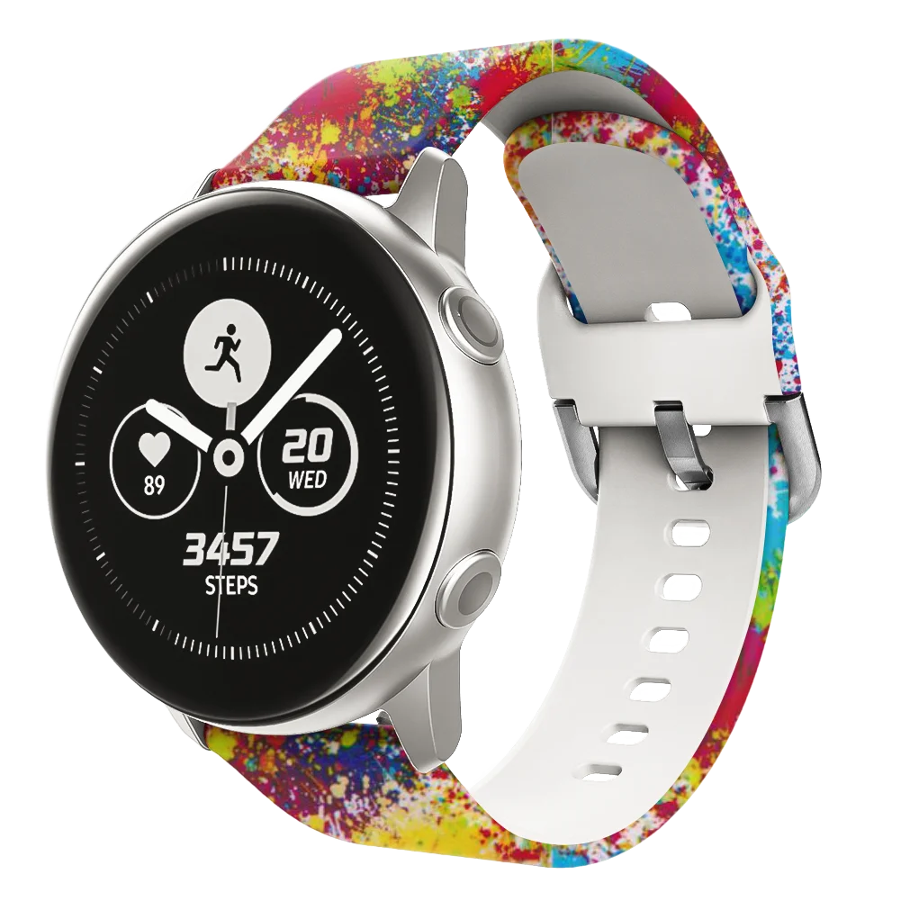 20 мм ремешок для часов с принтом для samsung Galaxy Watch Active 2 ТПУ резиновый сменный Браслет для Galaxy Watch Active