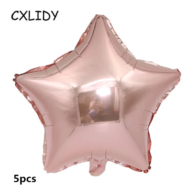 5pcs Star 5 шт., 18 дюймов, розовое золото, украшение для свадебной вечеринки, свадебный фестиваль, макет, звезда в форме сердца, алюминиевые воздушные шары, вечерние шары, qq117 - Цвет: 5pcs Star