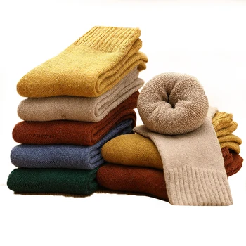 

Warm Socks For Women Cotton Comfortable Thick Solid Sox Casual Durable Anti-friction Wild Female Towel Socks Winter