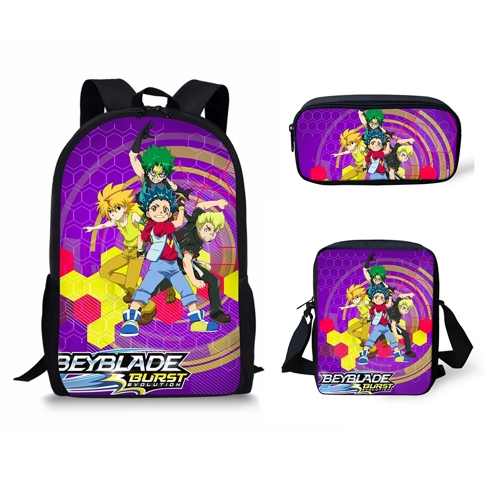 

HaoYun 3PCs/set Schoolbags Backpack Teenager Girls Boys Beyblade Burst Prints Bookbag Back pack Cartoon Game Children Book Bags