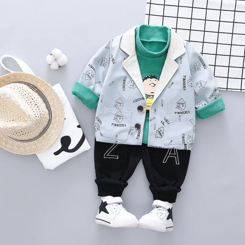 

2019 New Style Childrenswear BOY'S Autumn Korean-style Hoodie Small CHILDREN'S Spring Set Suit Three-piece Set Baby Clothes
