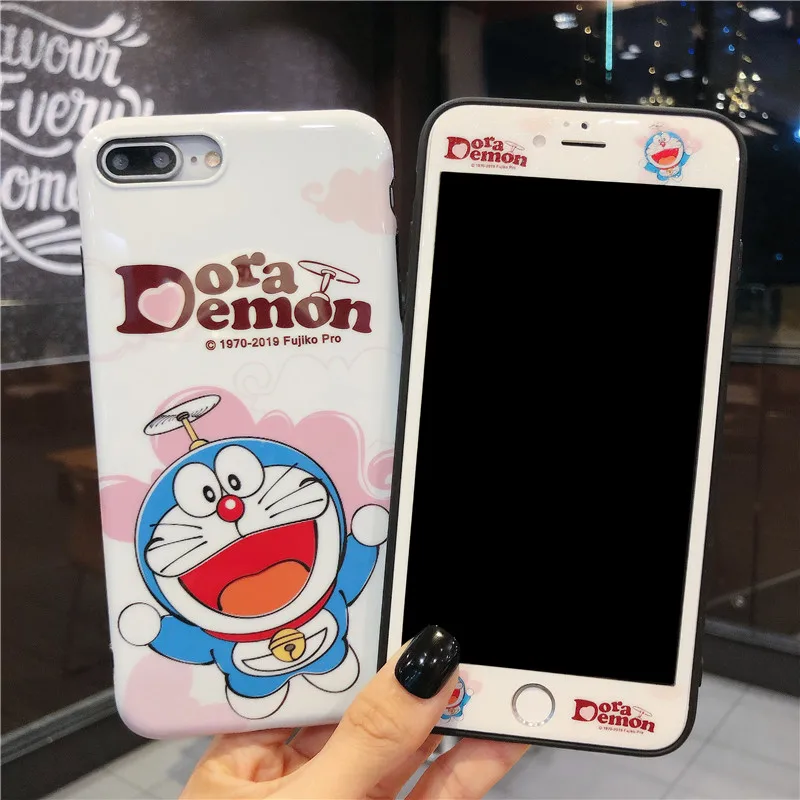 Японские Чехлы Doraemon для iPhone 11 pro max + Защитная пленка из закаленного стекла XS XR X 7 8