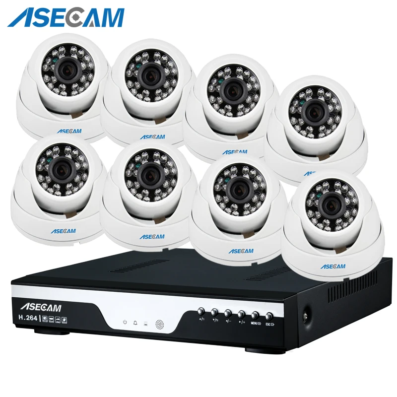 

New HD 1080P POE NVR CCTV System White Black Dome Indoor Home IP Camera Onvif Security Surveillance APP PC P2P Remote View