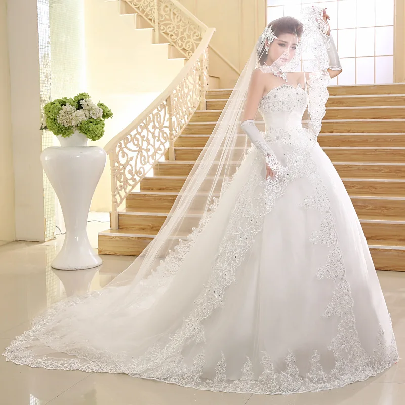 Кружевное Свадебное платье без бретелек с длинным шлейфом, платья невесты, свадебное платье для беременных женщин, свадебные платья WED90557