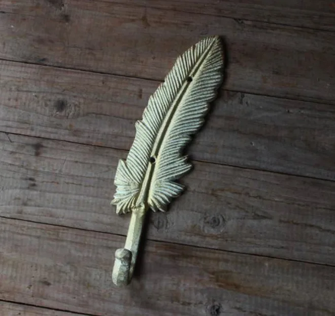 

L:23CM Retro European style feather cast iron wall hook