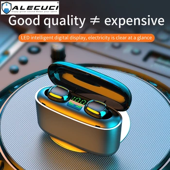 

ALECUCI G5S Bluetooth 5.0 Wireless Headphone with Charging Case IPX7 Waterproof TWS Stereo Earphone Built in Mic Mini Earbuds