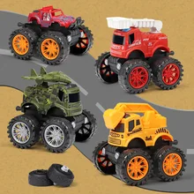 

Four Wheel Drive Construction Engineering Tank Fire Truck Toy Rotating Stunt Inertia Forward Clockwork Pull Back Children'S Gift