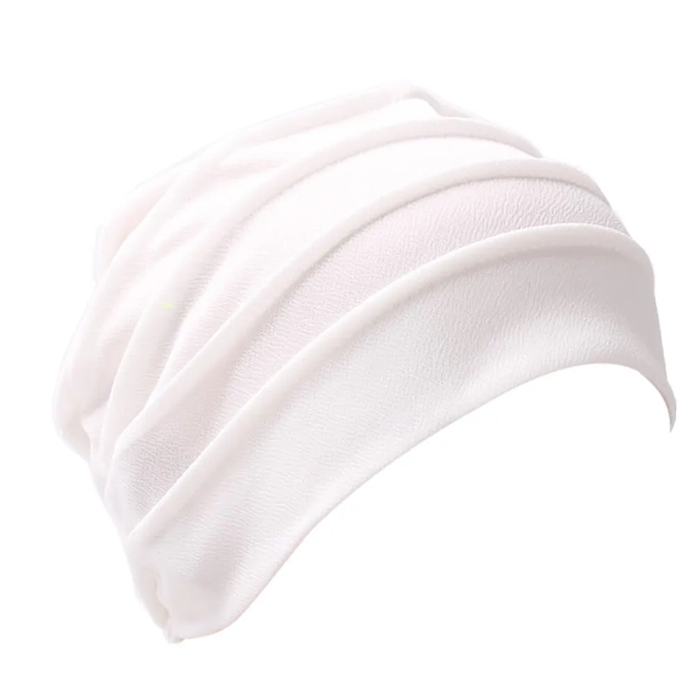 Winter Autumn Hat For Women Muslim Ruffle Cancer Chemo Beanie Casual Outdoor Scarf Turban Wrap Cap Soild Soft Cotton Blend Hat