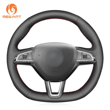 

Black Artificial Leather Hand Sew Car Steering Wheel Cover for Skoda Octavia 2015-2019 Fabia Kodiaq Citigo Superb Scala 2019