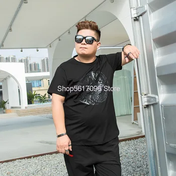 

Plus Fat Plus Short Sleeve T Shirt Leisure Loose Printing T Shirt Prince Dragon Male Short Sleeve T Shirt Tide